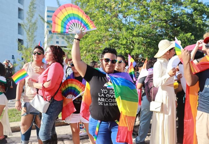 Participants at the Cancún Pride march celebrating diversity and LGBT+ rights