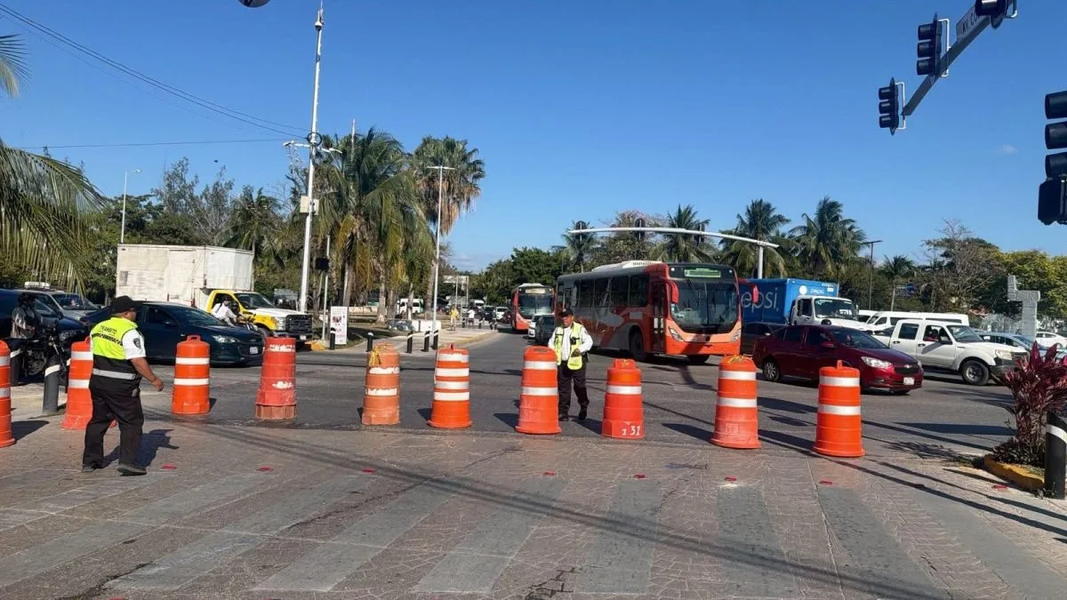 Protesters blocking a road in Cancun during a demonstration for missing persons