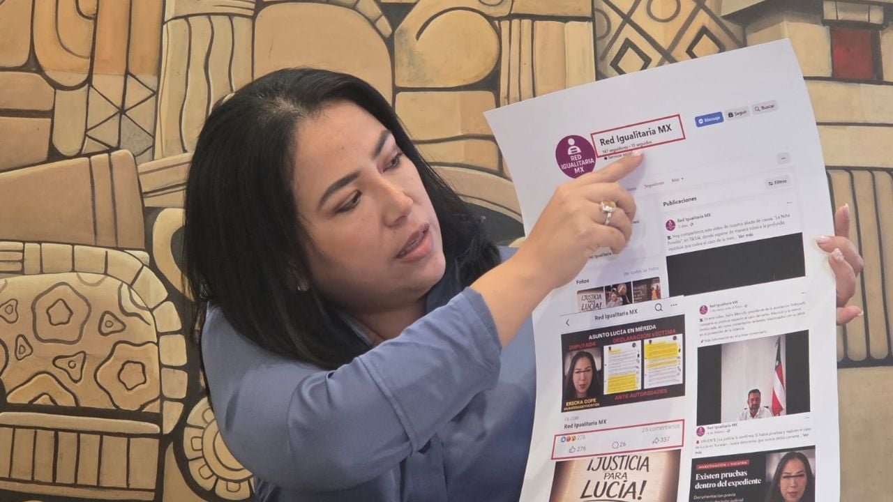 Ericka Contreras speaking at a press conference about threats she has received