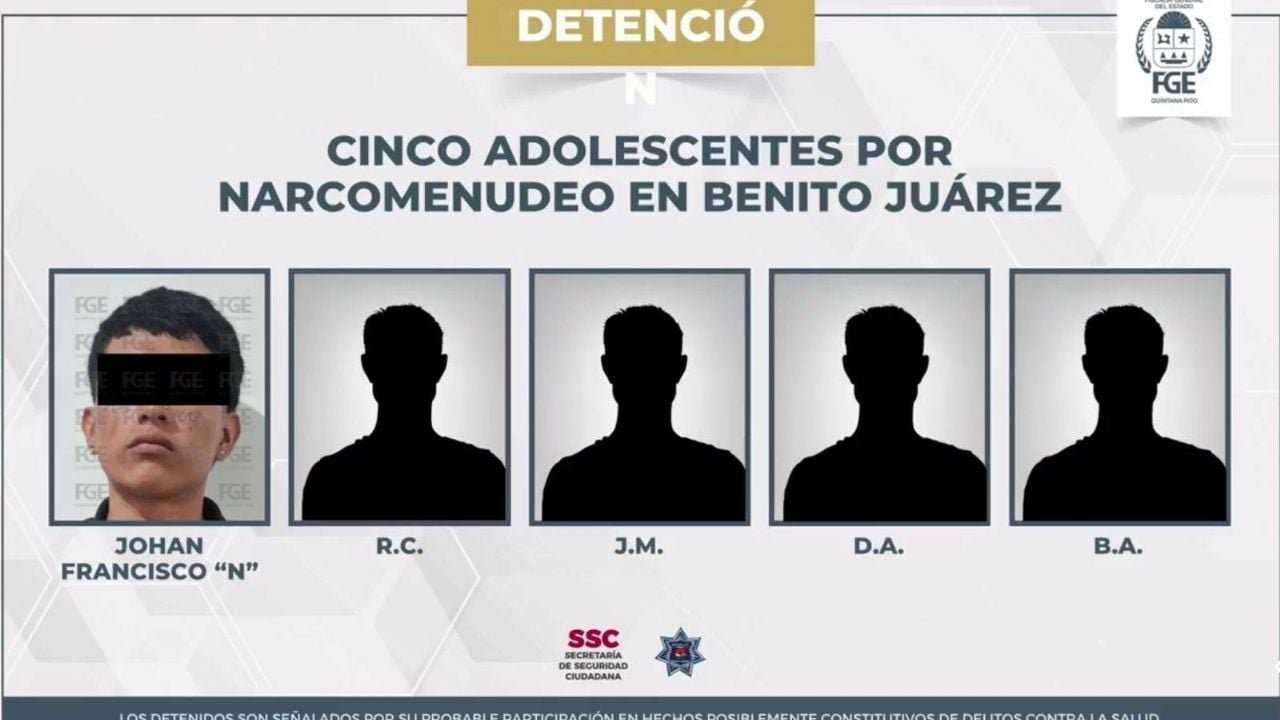 Four minors and an adult detained by authorities in Cancún, Quintana Roo