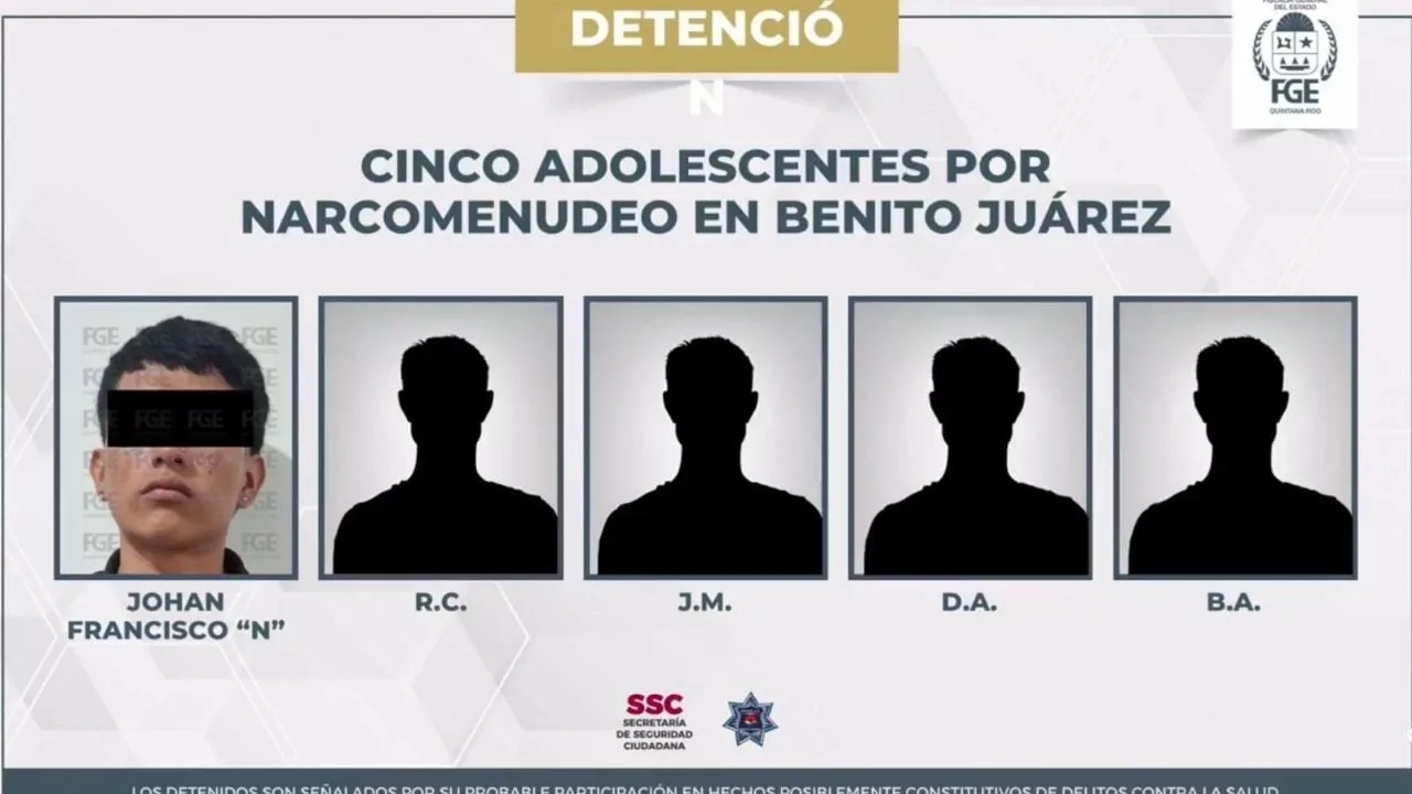 Four minors and an adult detained by authorities in Cancún, Quintana Roo
