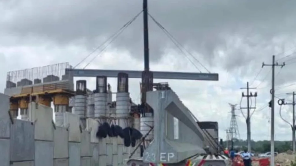 Construction workers repairing a section of Highway 307 in Quintana Roo, Mexico