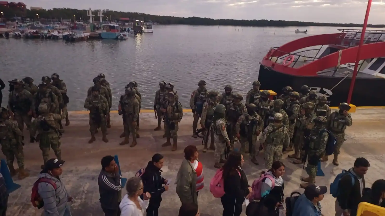 Security personnel conducting operations in Holbox, Quintana Roo