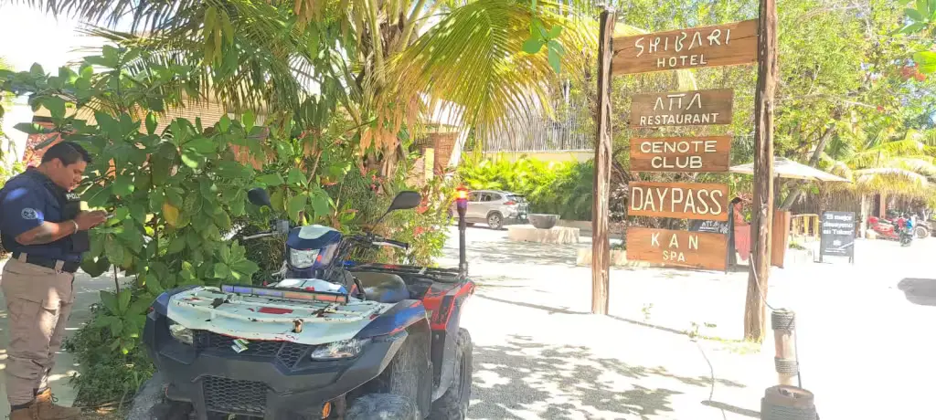Police and emergency services respond to an alleged sexual harassment incident at Hotel Shibari in Tulum
