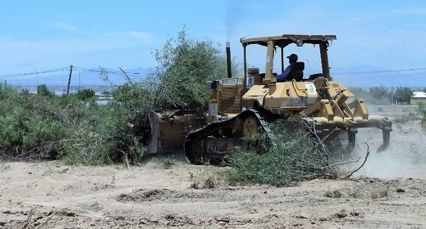 Protesters gather outside Hunucmá municipal palace demanding intervention in land dispute with Bachoco