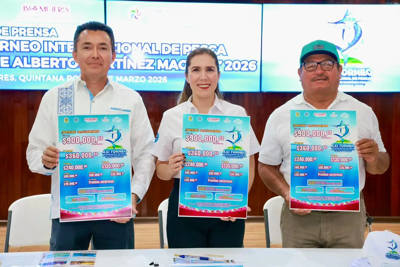 Isla Mujeres Mayor Atenea Gomez Ricalde presents details of the 21st International Fishing Tournament