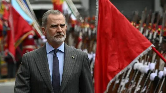 King Felipe VI of Spain speaking at the National Archaeological Museum in Madrid