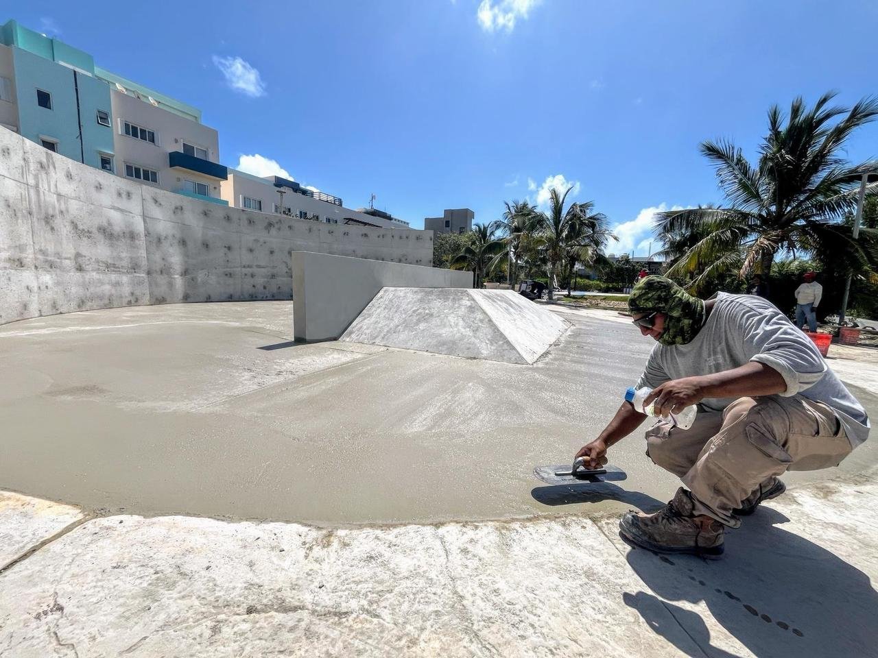 A view of the ongoing renovation work at Las Iguanas Park in Isla Mujeres