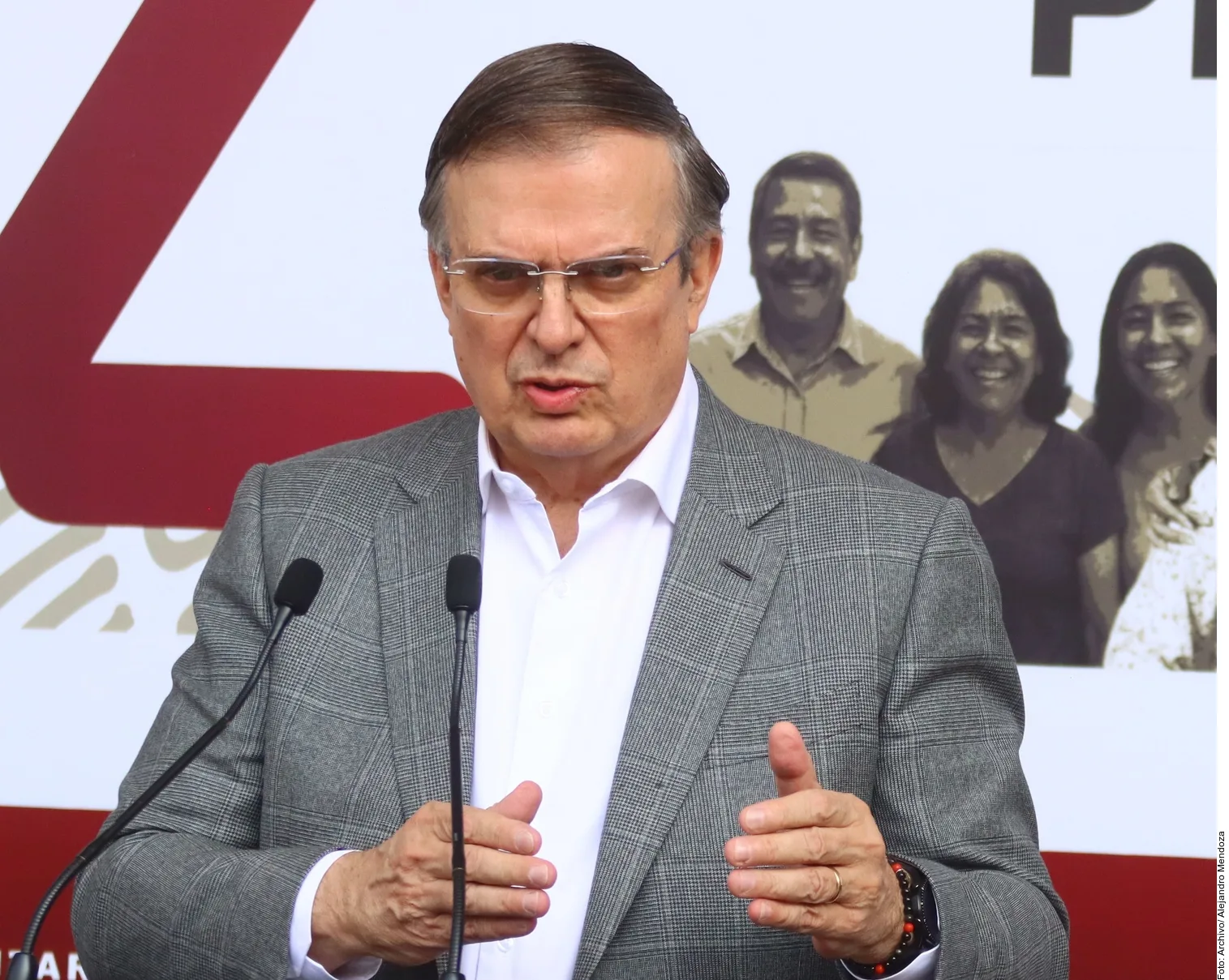 Mexican Economy Secretary Marcelo Ebrard speaking about T-MEC trade negotiations with the United States