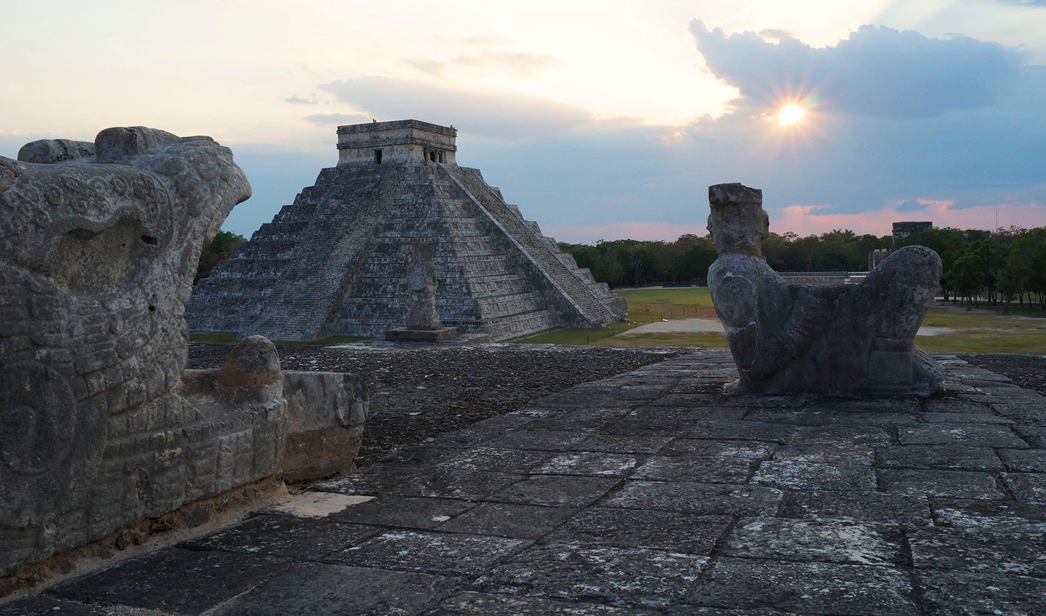 Visitors exploring an archaeological site in Mexico