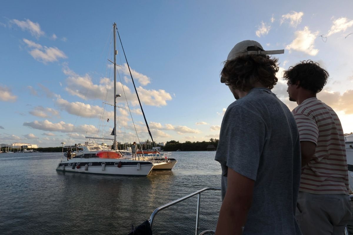 The Nuestra America aid ship departing from Puerto Progreso, Yucatan, bound for Cuba with humanitarian supplies