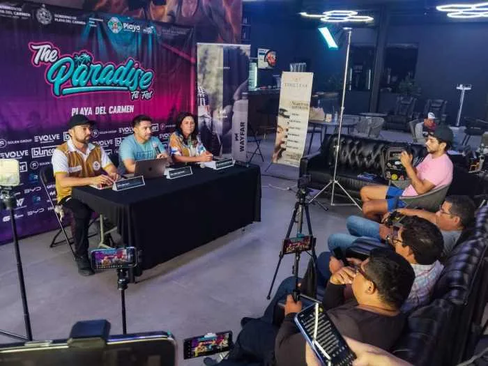 Officials and organizers at the presentation of the Paradise Fit Fest-Sunset Edition 2026 in Playa del Carmen