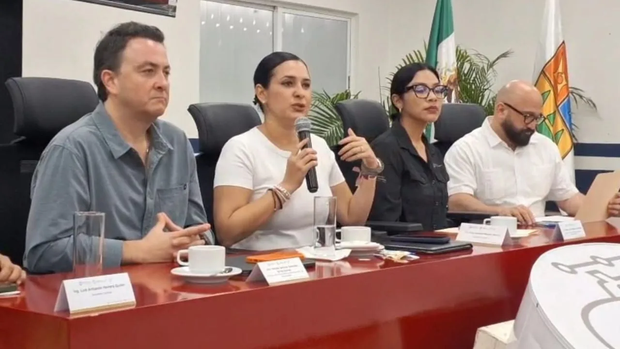 An aerial view of Mamitas Beach Club in Playa del Carmen, Quintana Roo, with the coastline visible