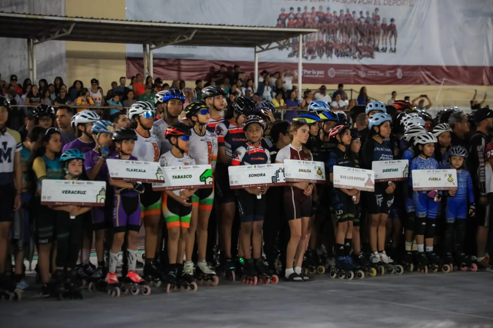 The new skating rink at Poliforum Playa del Carmen during the National Interassociations Speed Skating Championship 2026