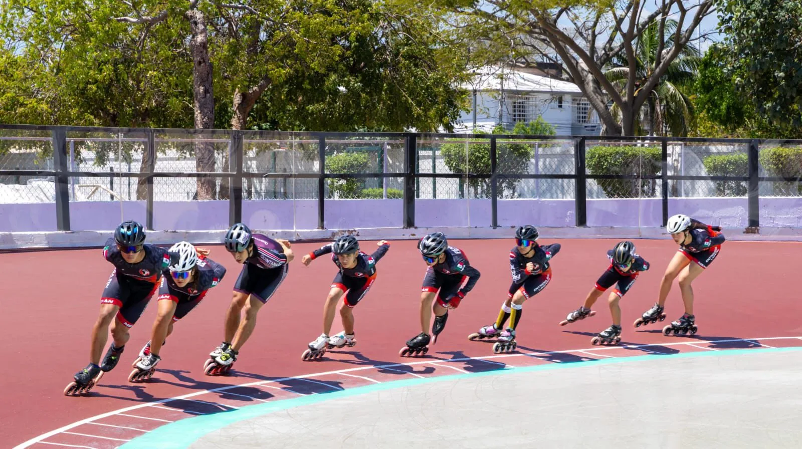Competitors and officials at the Playa del Carmen speed skating venue ahead of the national championship
