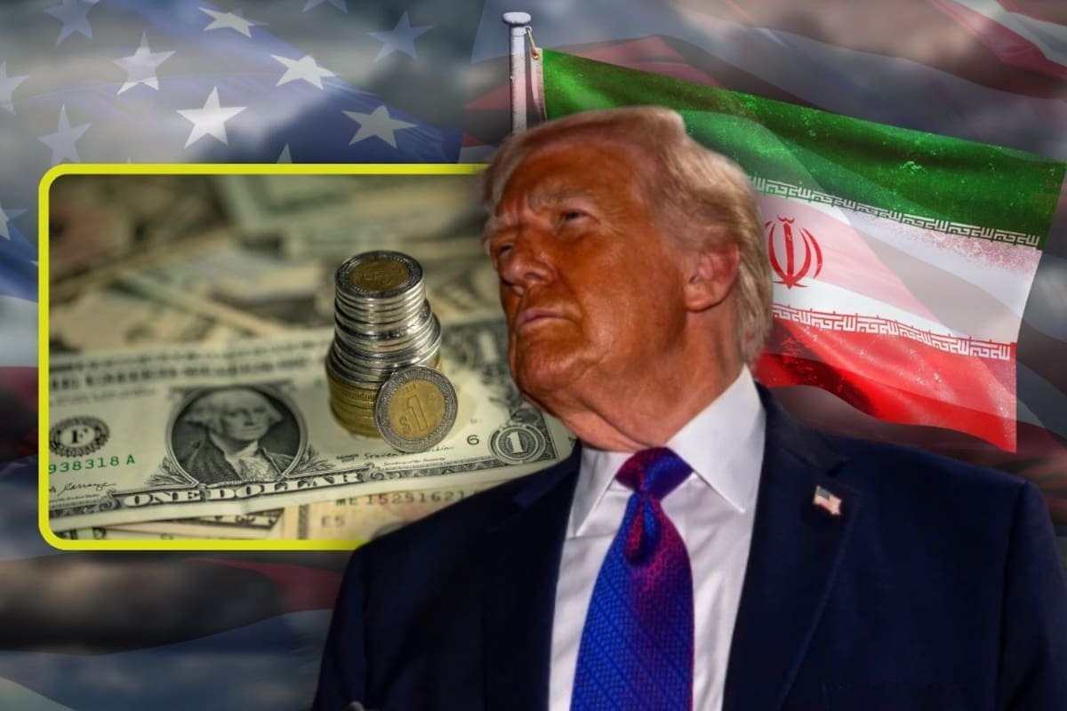 A composite image featuring money in the foreground and a serious-looking figure with flags of the USA and Iran in the background.$# CAPTION
