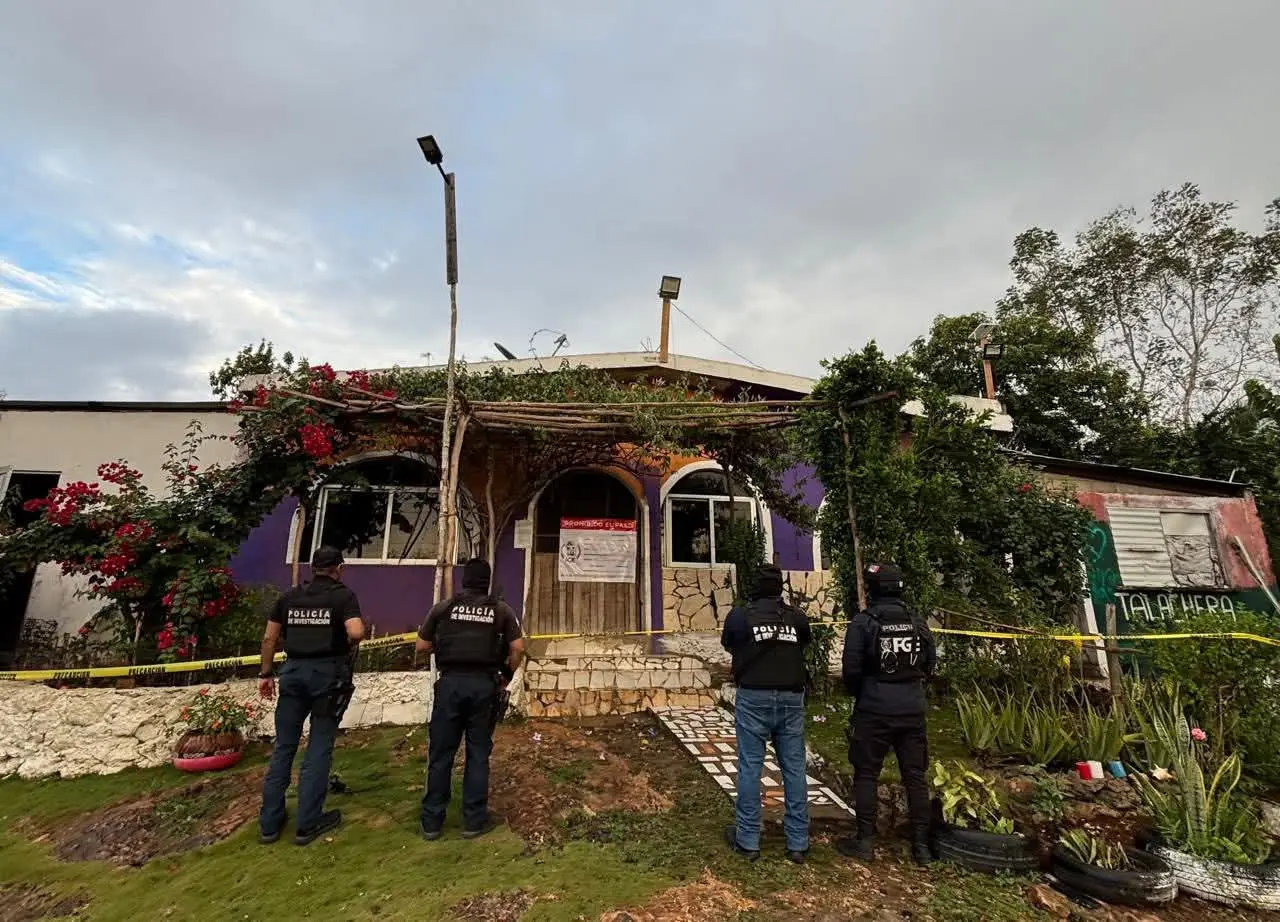 A property sealed by authorities during a drug raid in Bacalar, Quintana Roo