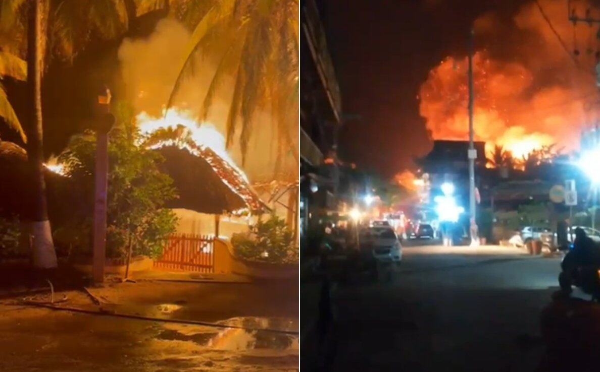 Fire damage at Punta Zicatela beach in Oaxaca, Mexico