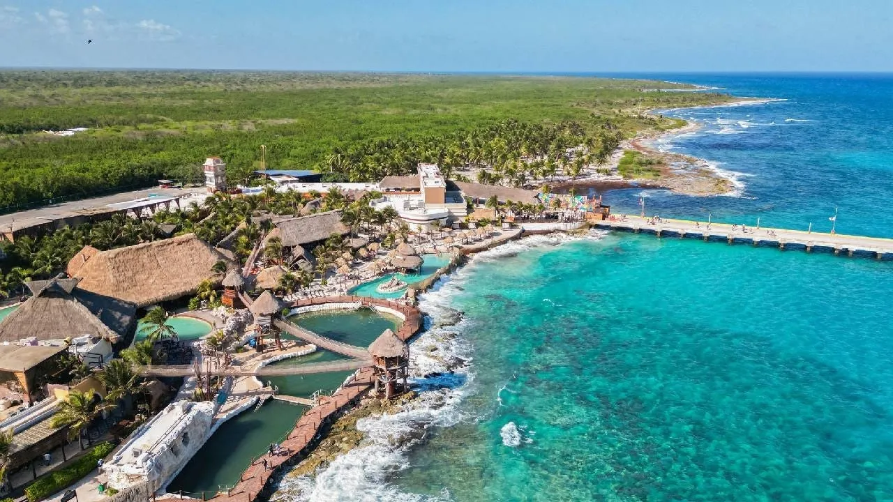 A view of the coastline in the Riviera Maya region of Quintana Roo, Mexico