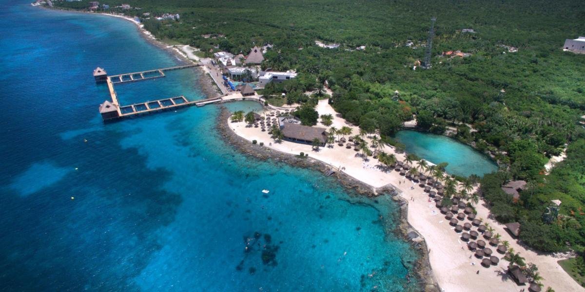 Aerial view of a beach in Cozumel, Mexico
