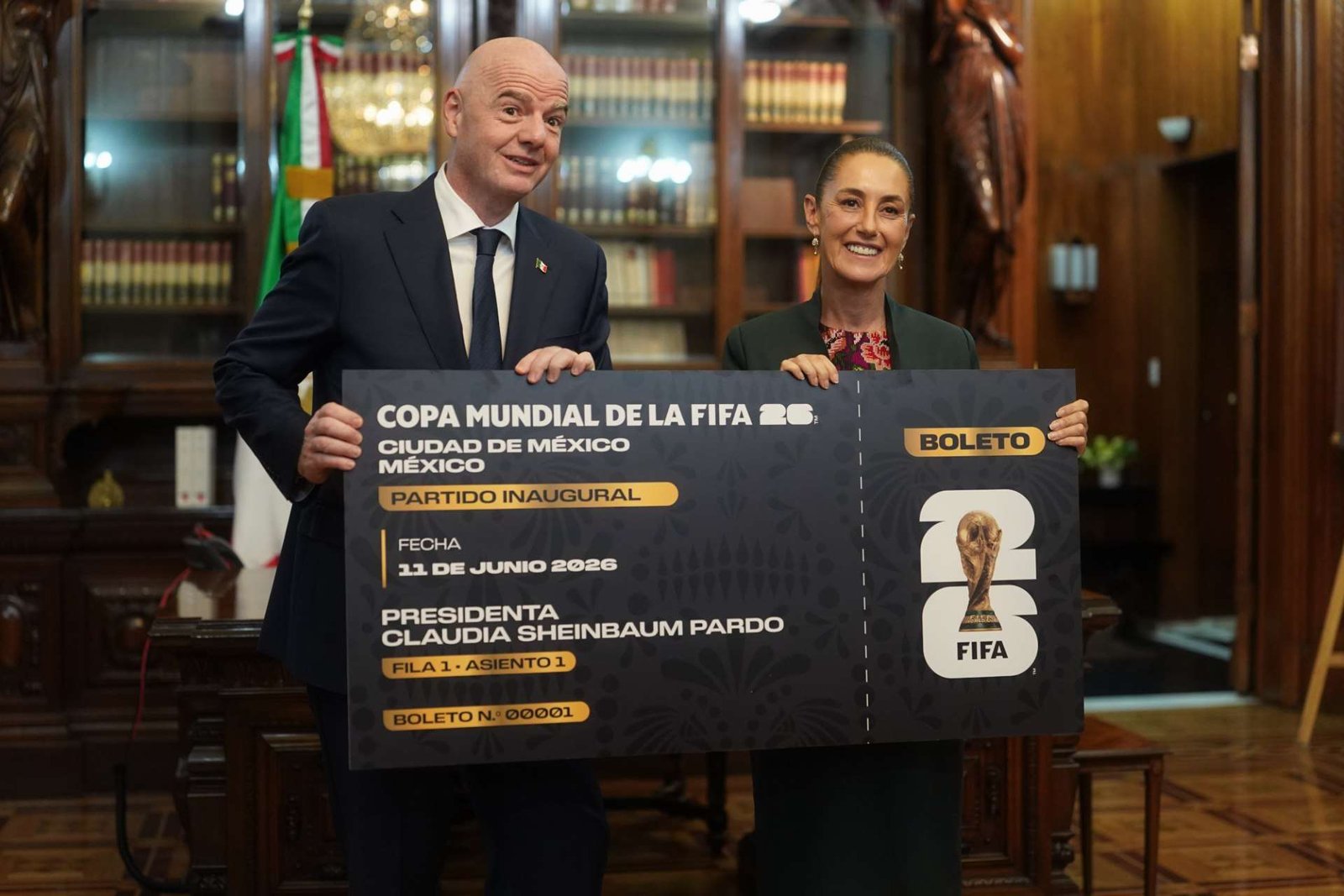 Mexican President Claudia Sheinbaum announces a contest for a woman to win her ticket to the 2026 World Cup opening match.