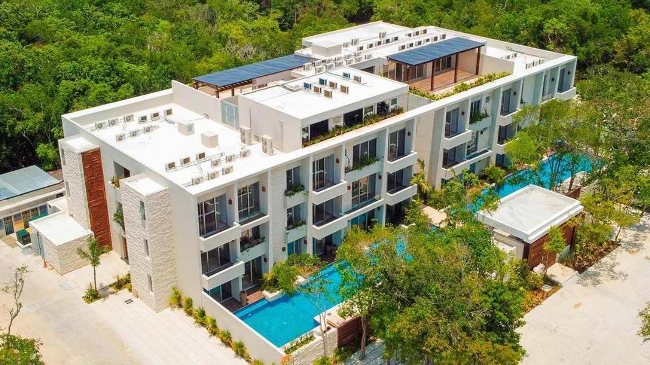 Illustration showing vacation rental properties in the Mexican Caribbean