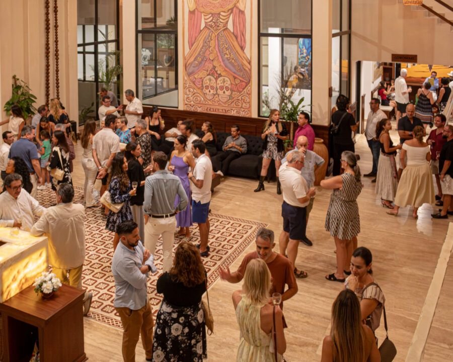 European artist Zoran Matić's artwork on display at Tulum Country Club during the exhibition opening