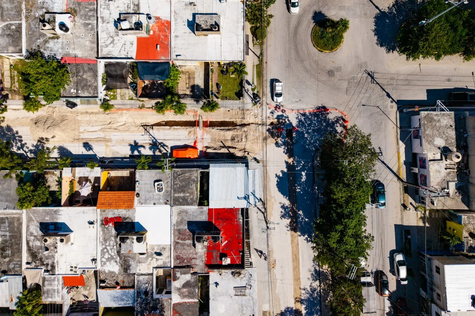 Construction work on the Aguakan sewer project in Puerto Morelos, Quintana Roo