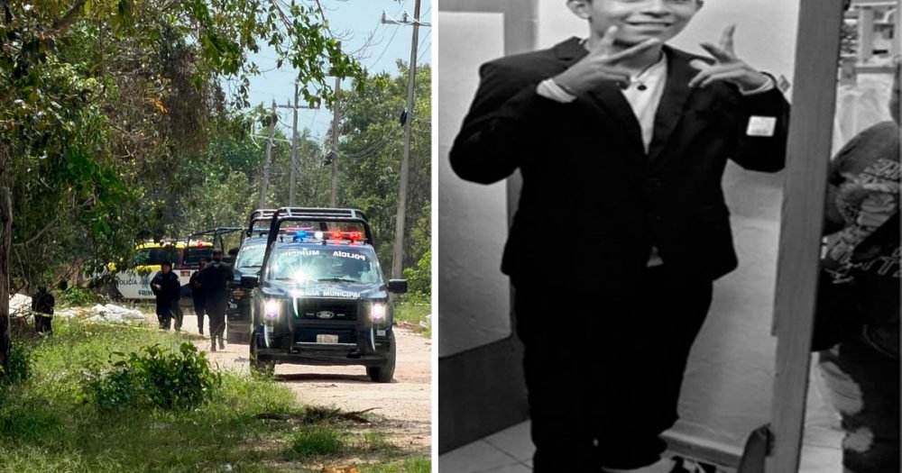 Police and forensic investigators at a crime scene in Cancún, Mexico