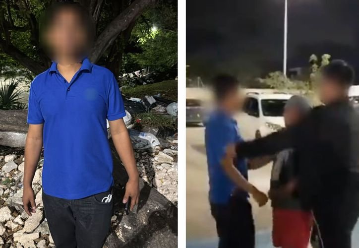 Police and emergency services responding to an extortion case in Cancun, Mexico