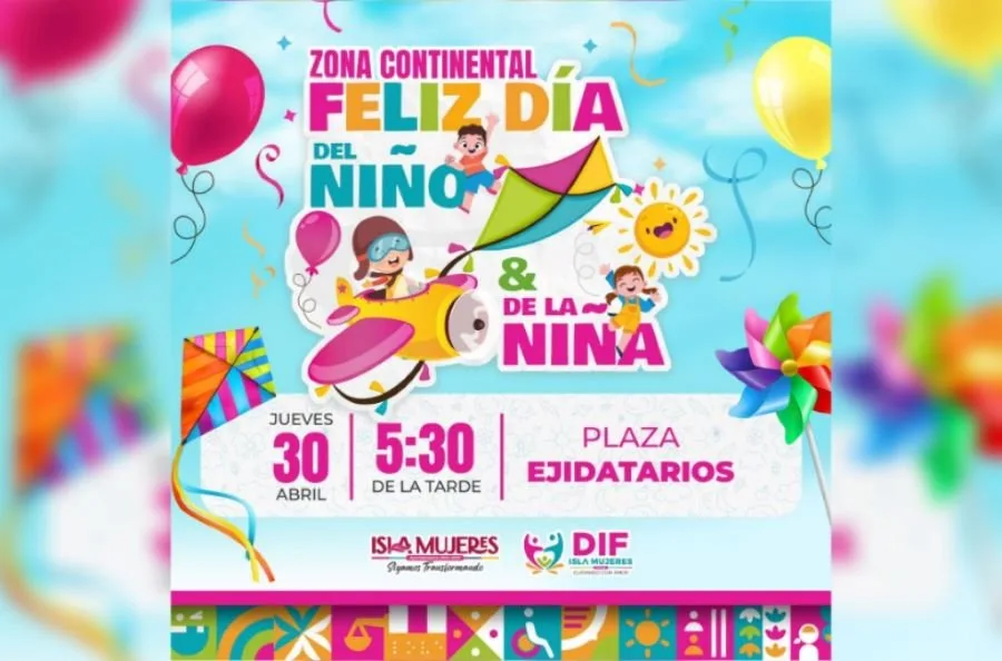 Children playing at a festival in Isla Mujeres