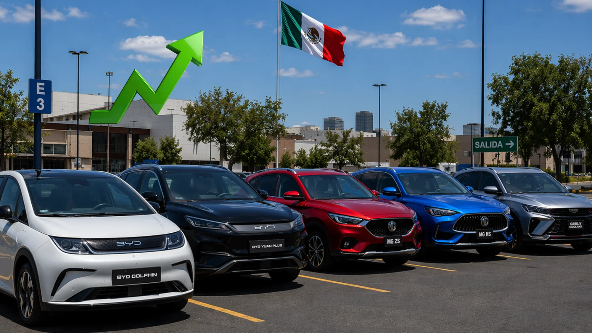 Illustration showing rising sales of Chinese cars in the Mexican automotive market