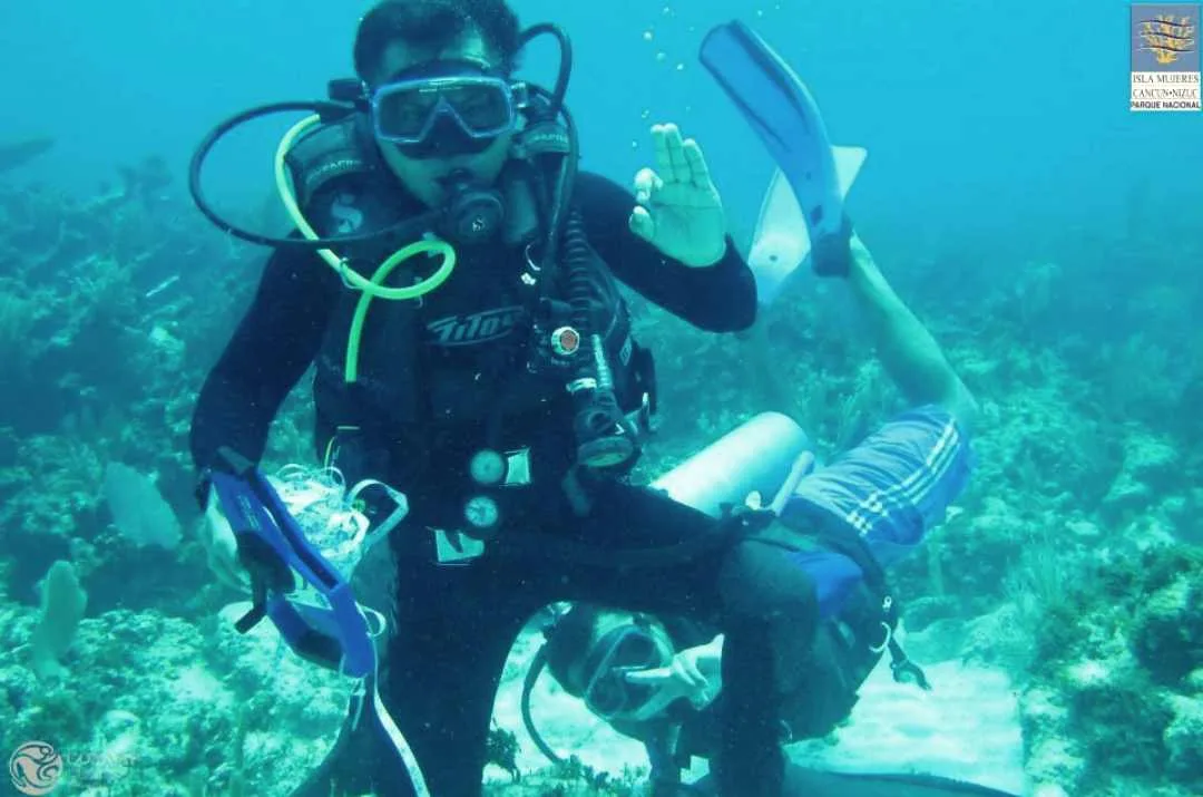 Aerial view of turquoise waters and coral reefs at Costa Occidental de Isla Mujeres National Park
