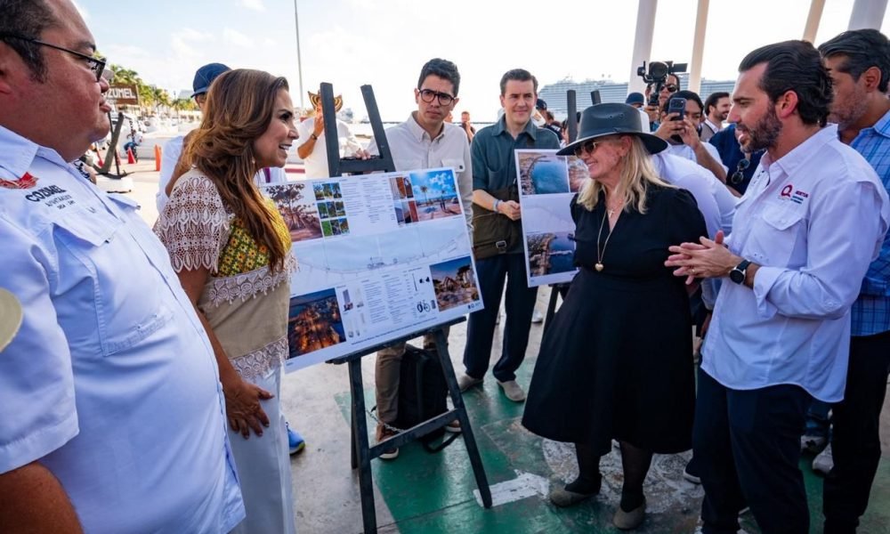 Governor Mara Lezama and officials present the Cozumel boardwalk transformation project during a tour