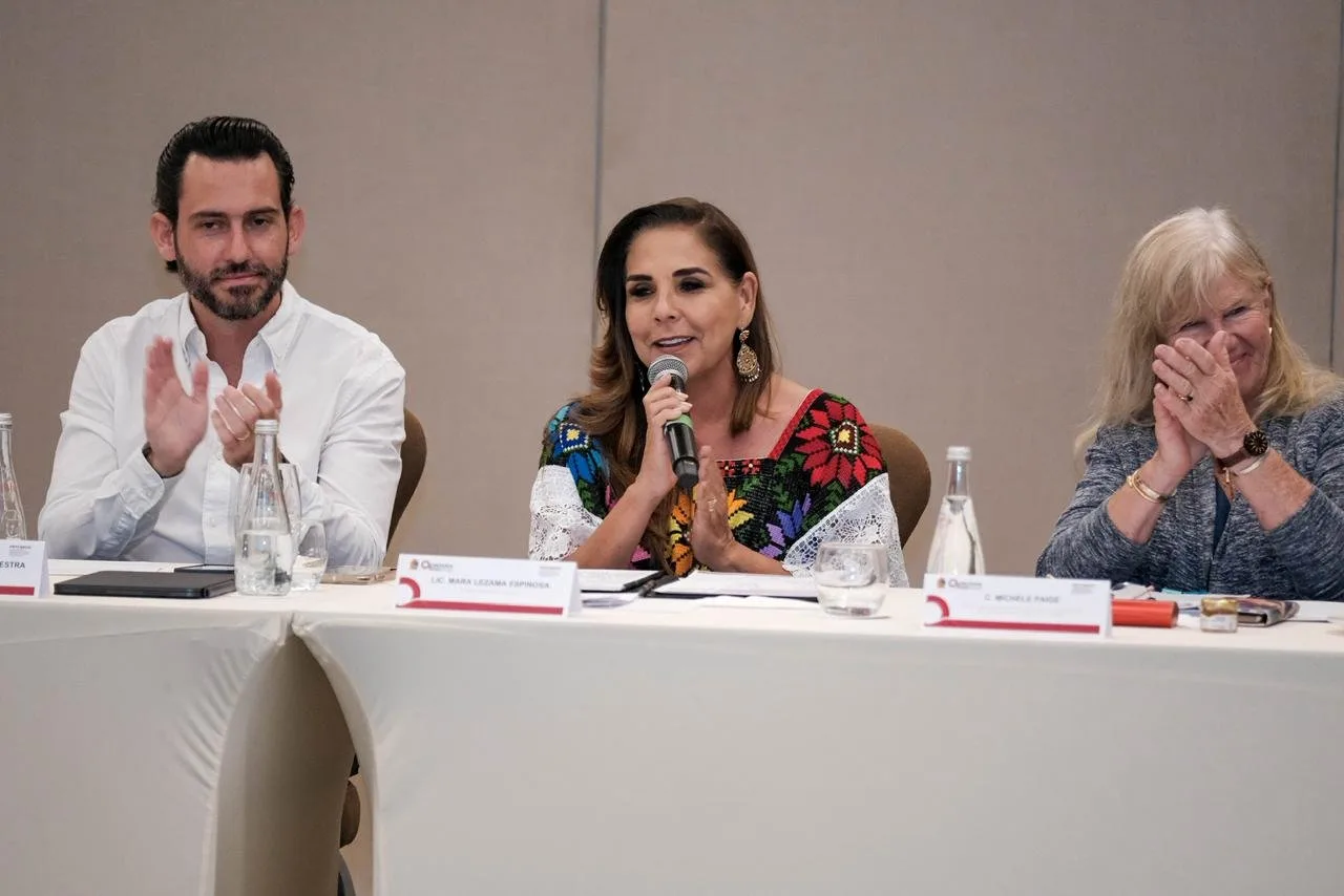 A cruise ship docked at Cozumel with turquoise water and palm trees