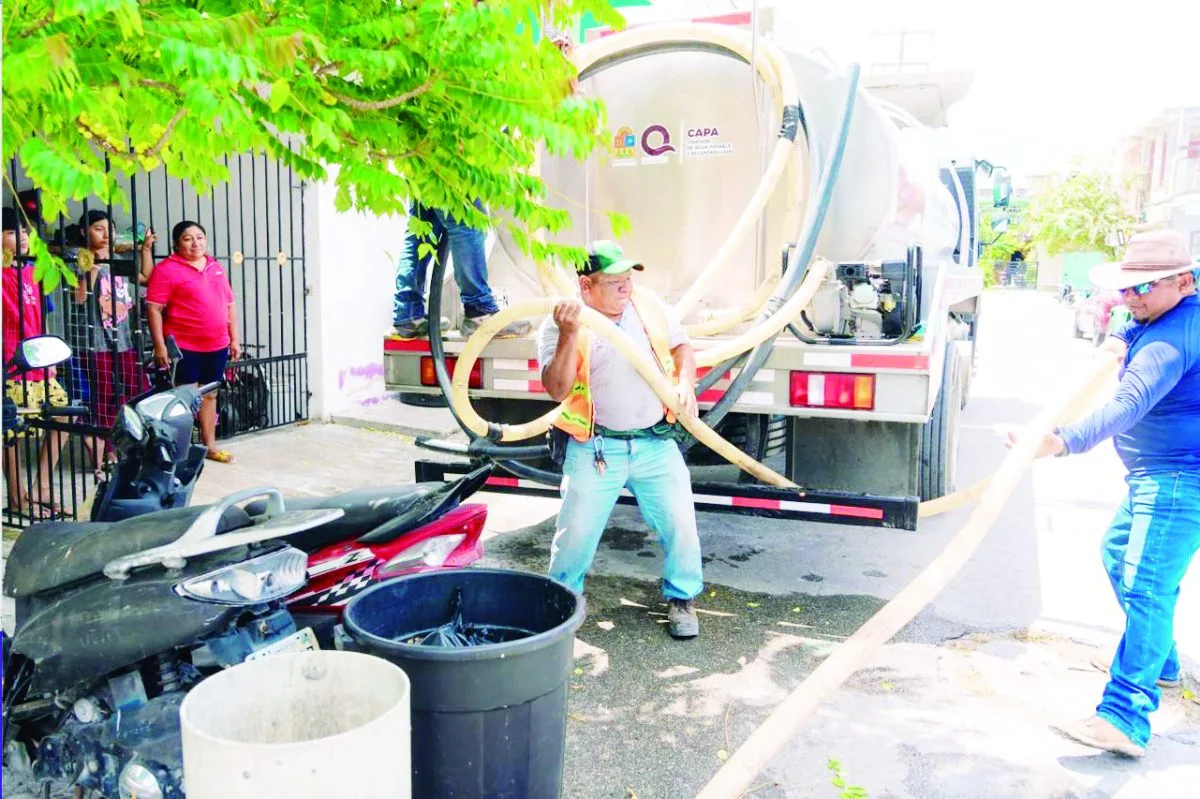 Aerial view of Cozumel island showing residential areas affected by water shortages