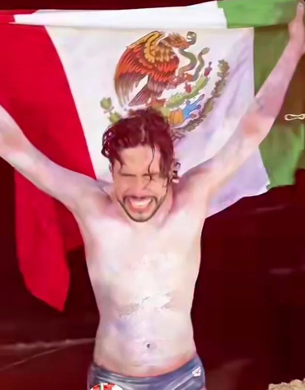 David Olvera, known as The FreezeWiz, after completing his 80-kilometer swim from Cozumel to Cancún