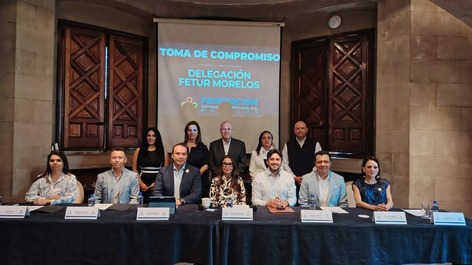 FETUR President Margarita Carbajal speaking at an event in Morelos