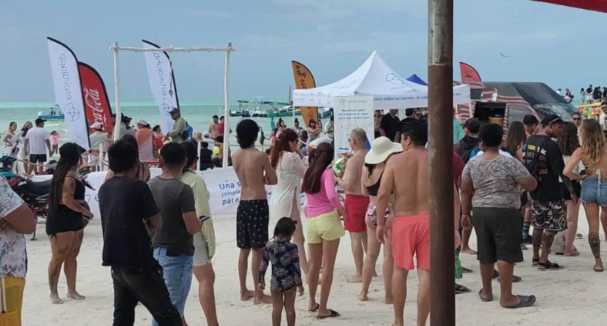 A view of Holbox Island showing the location where a shooting incident occurred near the domo sports field