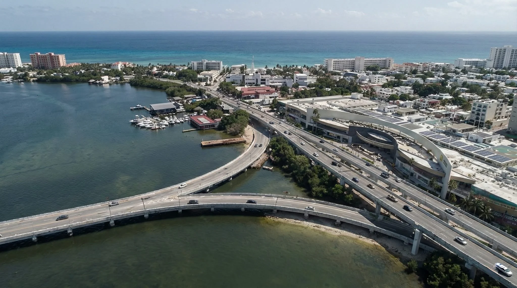 Construction work on the Kukulkán Bridge in Cancún's hotel zone