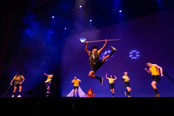 Dancers perform on stage during the B612 show at Teatro de la Ciudad in Playa del Carmen