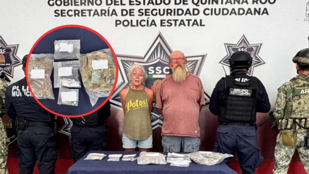Police operation in Mahahual, Quintana Roo, where a U.S. couple was arrested for alleged drug trafficking