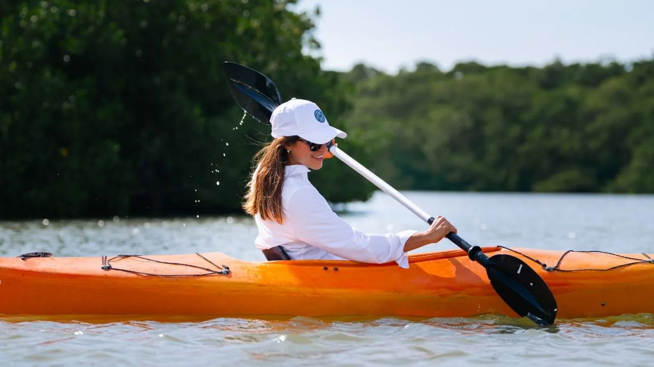 Interior of MAJA Sportswear store at Grand Outlet Riviera Maya showing activewear displays