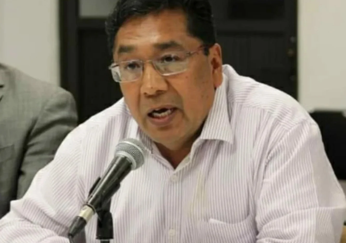 Members of the Gran Consejo Maya speaking at a protest in Playa del Carmen