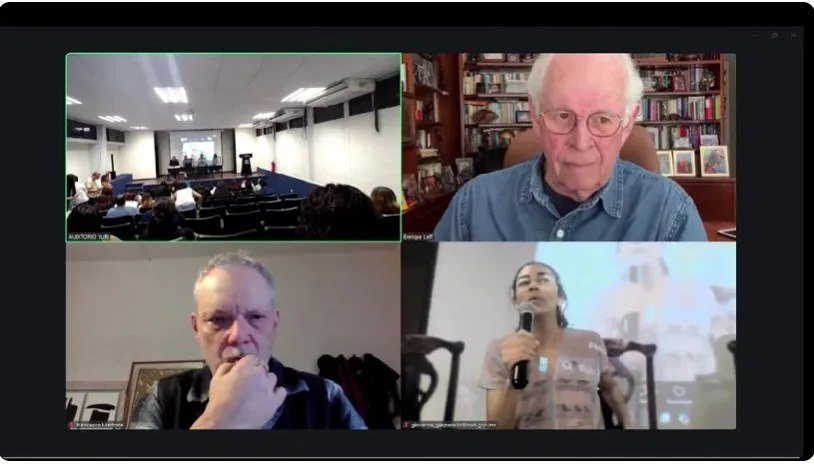 Experts and activists discuss the Maya Train project during a seminar in Chetumal, Quintana Roo.