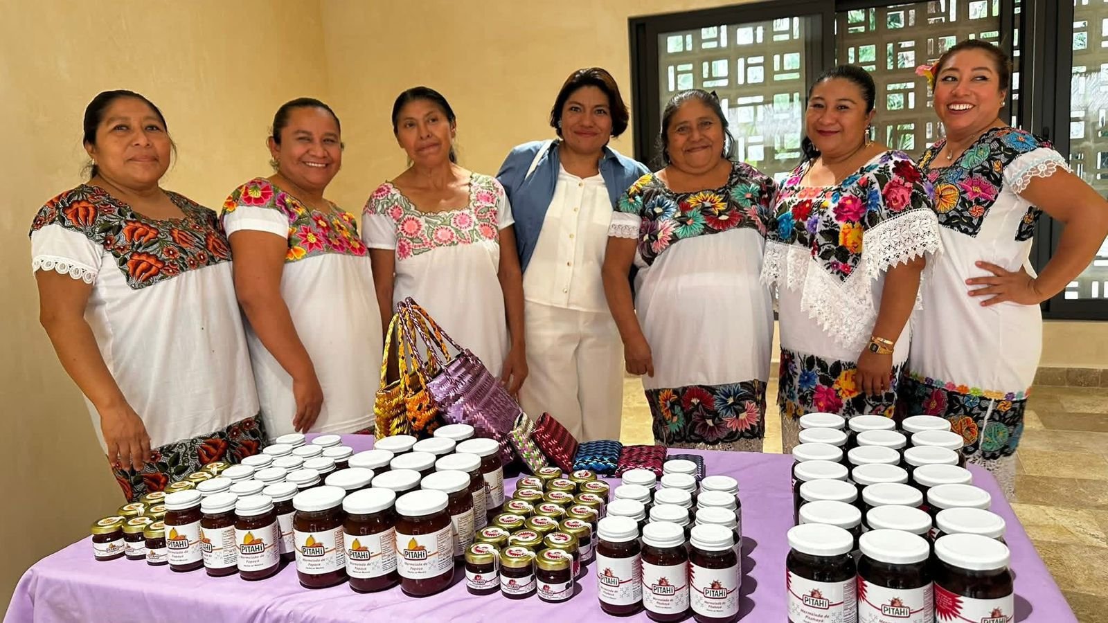 Maya women from the Pitahí collective working with pitahaya fruit in Chumpon, Quintana Roo