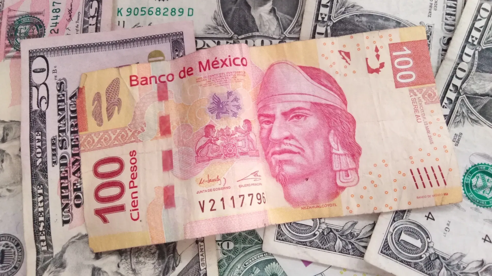 A chart showing the Mexican peso exchange rate against the U.S. dollar