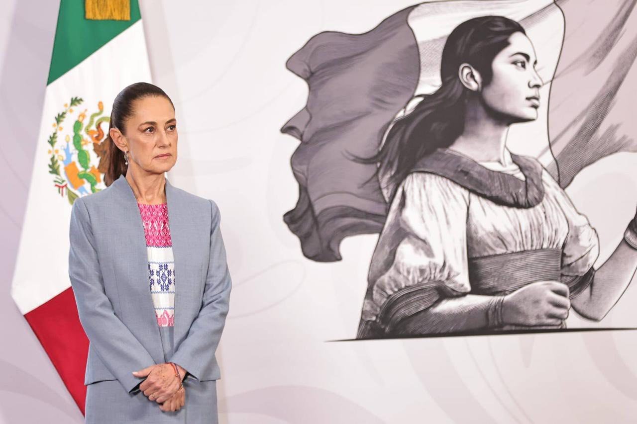 Mexican President Claudia Sheinbaum speaking about security measures at archaeological sites