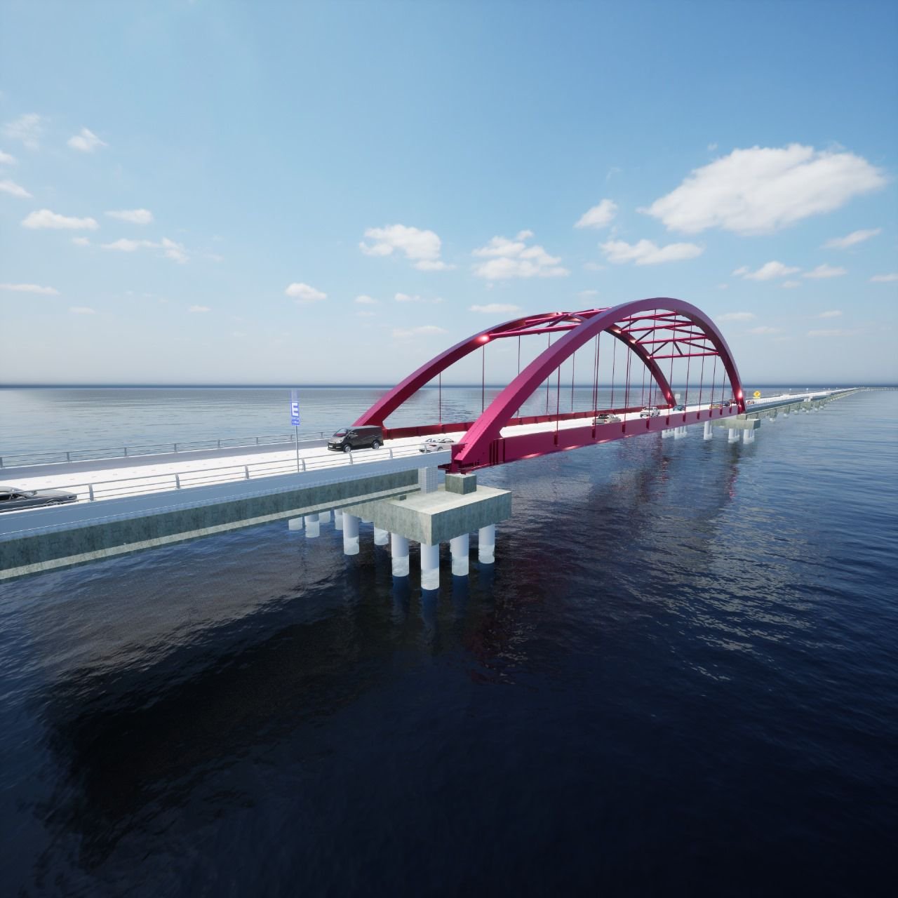 Aerial view of the Nichupté Vehicular Bridge in Cancun, Quintana Roo