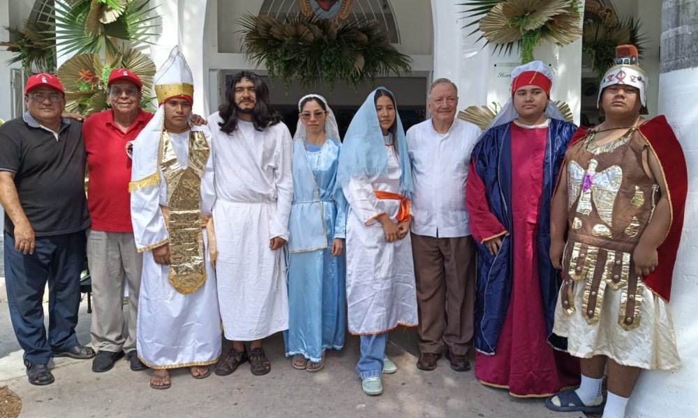 A map or photo showing the route of the Good Friday procession in Playa del Carmen, Quintana Roo.